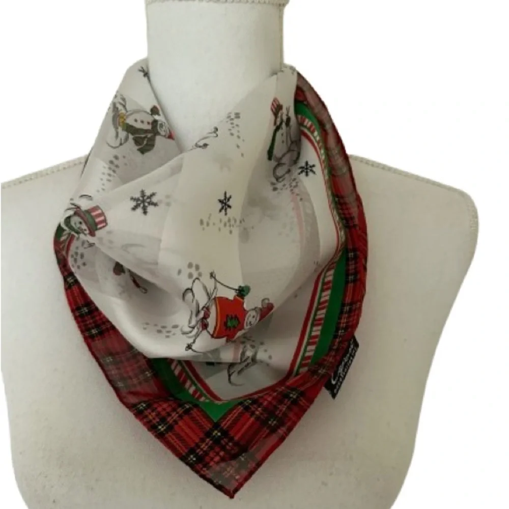 New Cejon Festive Snowman Kids Square Scarf, 21”x21”